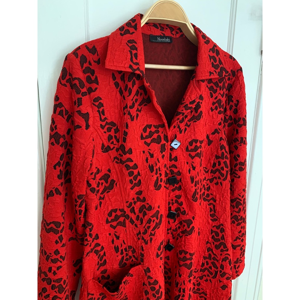 Moonlight Y & S Fashion Design Red Tunic XL Trapeze Jacket Lagenlook Art to Wear - Picture 3 of 16